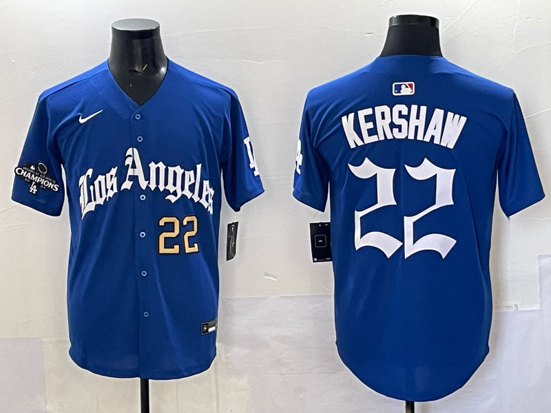 Men Los Angeles Dodgers #22 Kershaw Blue 2025 Nike MLB Jersey style 0076